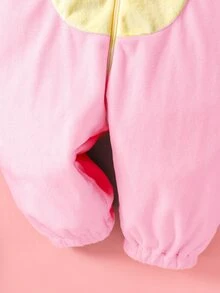 SHEIN Newborn Cute Funny Crystal Plush 3D Dinosaur Shaped Romper With Long Sleeve And Pants Fall Winter - Baby Pink - View 6