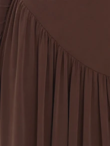 MUSEYN Chocolate Brown Shoulder Padded Fitted Waist Ruched Midaxi Dress - Coffee Brown - View 6