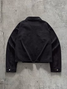AXEPEAK Atasan Lengan Panjang Pria Warna Hitam Pudar - Hitam - View 2