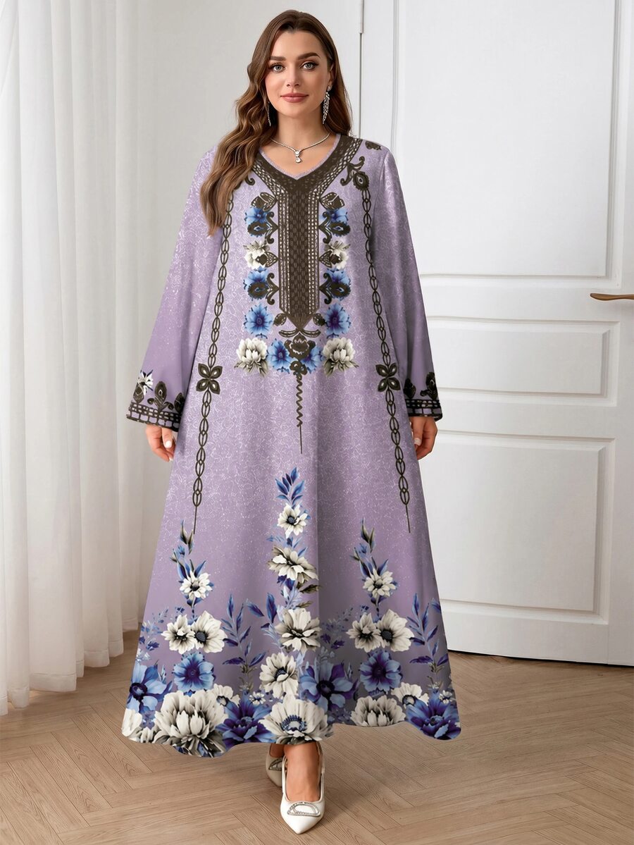 Al Najma Plus Size Casual Asian Chinese Modest Minimalist Arabic Style Dress Wedding Christening Turkey Holiday Summer Asian/Chinese Christening/Turkey Holiday - Multicolor - View 1