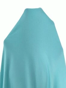 Aloruh Early Autumn Deep V-Neck Back To School Mid-Sleeve Fitted T-Shirt - Mint Green - View 8