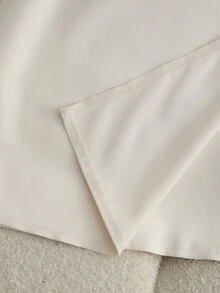 Rosivaux 女士休闲褶裥腰部金属扣纹理面料迷你裙，米色，夏季 - 米色 - 查看 6