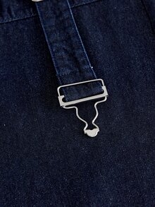 AXEPEAK Men's Gourd Buckle Decor Washed Vintage Long Pants - Blue - View 4