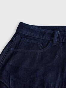 AXEPEAK Men's Gourd Buckle Decor Washed Vintage Long Pants - Blue - View 6