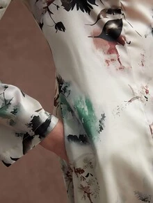 Zovinel Women's Fashion Vacation Floral Print Long Sleeve Dress - Multicolor - View 4