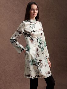 Zovinel Women's Fashion Vacation Floral Print Long Sleeve Dress - Multicolor - View 5