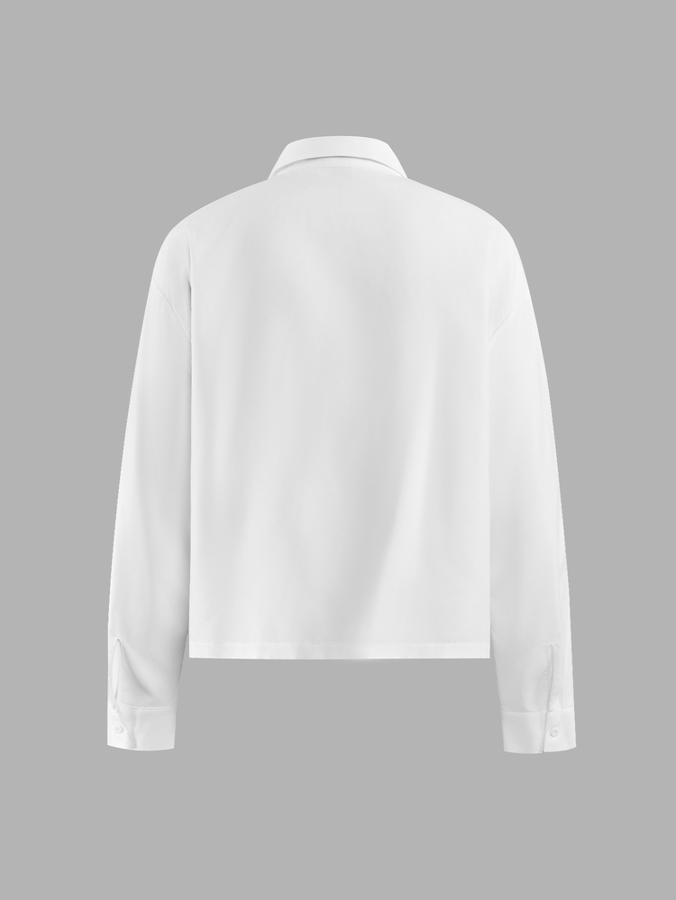 AXEPEAK Men's Solid Color Long Sleeve Single-Breasted Casual Commute Shirt - White - View 7