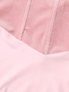 SHEIN Tween Girl Gymnastics Leotard, Fitted Long Sleeve High Elasticity Sports Gymnastics Outfit, Pink Velvet Fabric With High Elasticity Knit Patchwork, Suitable For Gymnastics Daily Training, Ballet, Performance And More, All Season Wear - Pink - View 8