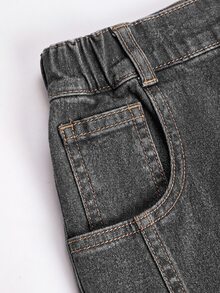 SHEIN Teen Girl Star Pattern Wide Leg Jeans - Grey - View 3