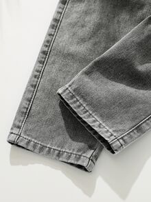 Cozy Pixies Baby Boy Summer Bear Embroidery Pocket Denim Bib Pants - Light Grey - View 8