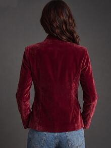 SHEIN Women's Frog Button Casual Versatile Daily Long Sleeve Jacket - Red - View 2