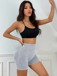 SHEIN 3件組女款高腰日常健身運動短褲 - 彩色 - 查看 5