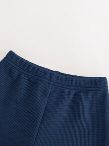 Cozy Pixies 男嬰時尚拼接圓領短袖T恤與休閒短褲套裝 - 藍色 - 查看 5