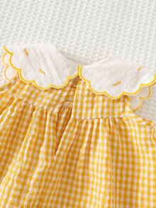 Cozy Pixies Newborn Baby Girl Cartoon Duck Pattern Contrast Color Round Neck Sleeveless Dress - Yellow - View 4