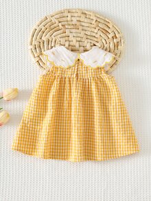 Cozy Pixies Newborn Baby Girl Cartoon Duck Pattern Contrast Color Round Neck Sleeveless Dress - Yellow - View 2