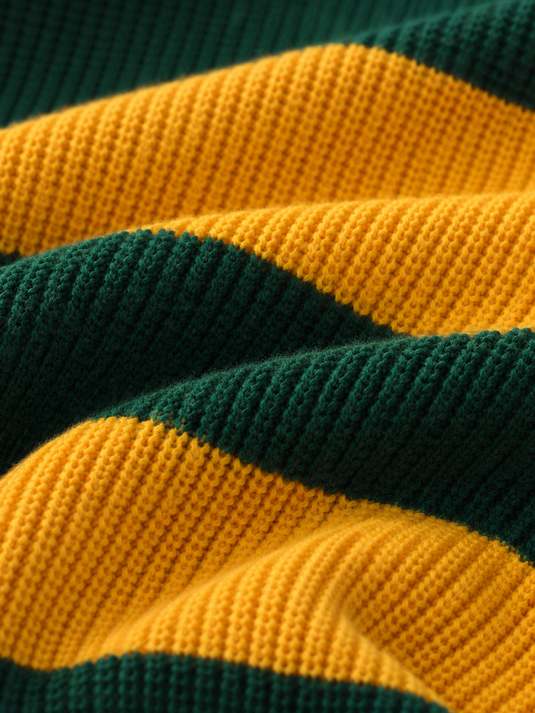 Manfinity Hypemode Men's Casual Colorblock Striped Sweater, Autumn/Winter - Yellow - View 4