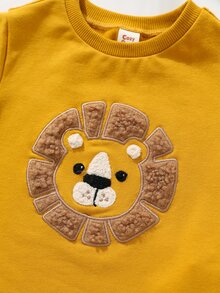Cozy Pixies 2件套男婴卡通熊图案针织柔软圆领短袖上衣和条纹短裤套装 - 彩色 - 查看 4