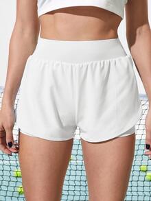 CourtClass CourtClass Breathable Solid Sports Shorts,Women Tennis OutfitWomen Sweat Short, Gym Short, Biker Short - White - View 5
