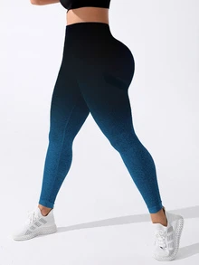 SHEIN Rhythm Era 女款渐变色宽腰运动紧身裤瑜伽裤 - 彩色 - 查看 2
