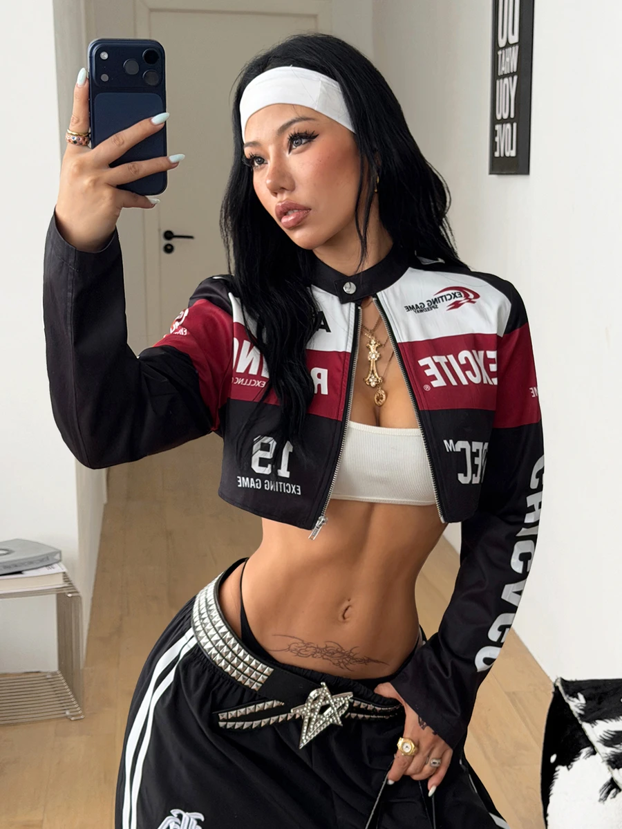 Coolane 女款字母印花拉鍊休閒日常長袖夾克 - 彩色 - 查看 1