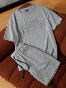 Manfinity Joysei 2pcs Grey Standard Size Men's Knit Set - Grey - View 1