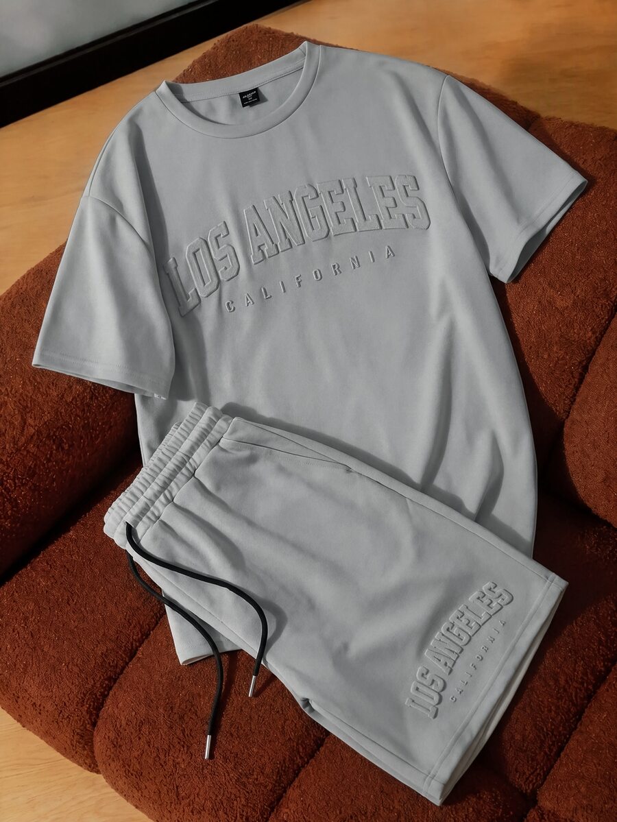 Manfinity Joysei 2pcs Grey Standard Size Men's Knit Set - Grey - View 1