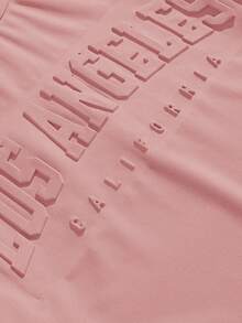 Manfinity Joysei 2pcs/Set Men's Standard 3D Letter Printed Pink T-Shirt And Shorts, Cozy Outfits - Pink - View 2