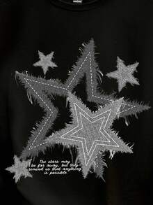 Daypath Men's Retro Star Pattern T-Shirt, Men's Graphic Tee, Emo, 2000s Style - Black - View 2