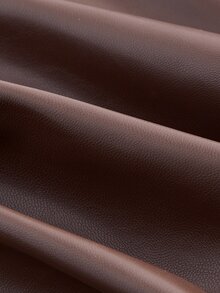 SHEIN MOD Plus Size Women's Brown Eyelet Buttons Asymmetrical Hem Front Tie Matte Premium Leather Tank Top,Tank Top Wearable Inside And Outside Fall/Summer - Brown - View 8