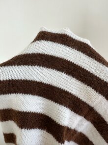 CovetEZ 女款抽繩腰條紋拼接休閒百搭日常針織長褲 - 棕色 - 查看 8