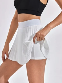 CourtClass CourtClass Breathable Softness Pleated Tennis Skort Tennis Skirt Set - White - View 5