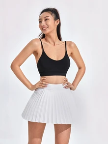 CourtClass CourtClass Breathable Softness Pleated Tennis Skort Tennis Skirt Set - White - View 4