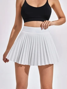 CourtClass CourtClass Breathable Softness Pleated Tennis Skort Tennis Skirt Set - White - View 2