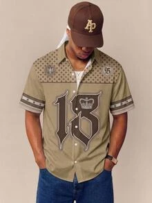 Aesthetic Post Men's Digital Pattern Casual Short Sleeve Shirt For Daily Wear - Multicolor - View 1