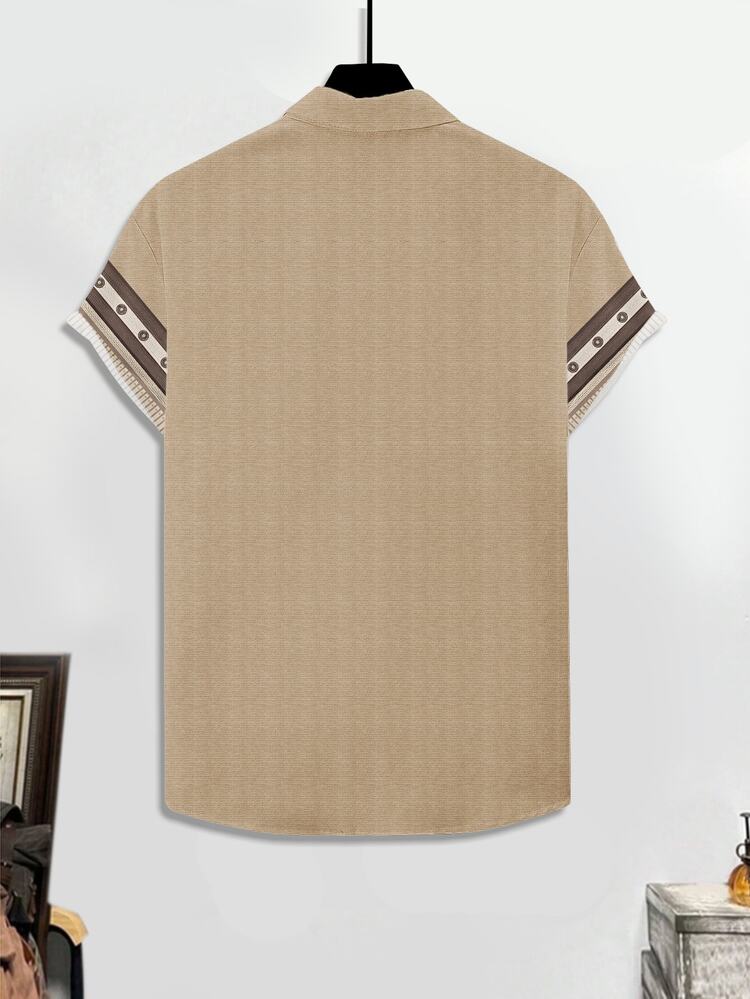 Aesthetic Post Men's Digital Pattern Casual Short Sleeve Shirt For Daily Wear - Multicolor - View 3
