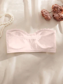 SHEIN 女款前扣式波浪邊聚攏胸罩，附可拆式內墊 - 粉色 - 查看 6