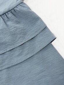 Glimmora Blus Ruffle Lengan 3/4 Elegan untuk Wanita - Dusty Blue - View 4