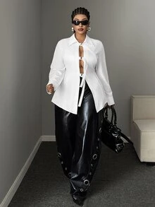 Mawevolt Plus Size Long Sleeve Design Sexy Hot Girl Romantic Sexy Blouse Fall - White - View 2