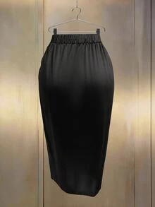 GlowEve CURVE Women's Plus Size Solid Color Pleated Fashion Design Sexy Skirt - Black - View 4