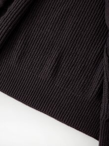Easowa Curve Plus Size Women's Solid Color Casual Versatile Hooded Jacket - Brown - View 4