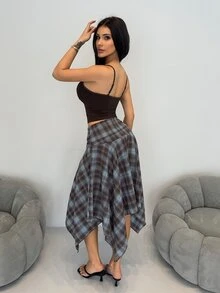 Shopreo Women's Solid Color Lace Patchwork Casual Fashion Camisole Top, Summer - Coffee Brown - View 2