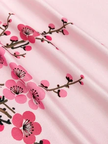 SHEIN 梅花数码印花修身T恤 - 粉色 - 查看 3