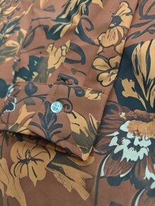Manfinity Dauomo Brown Vintage Floral Print Men Long Sleeve Button Up Shirt, Retro Casual Style, Spring Summer, Vacation Party Street Daily, Lapel Loose Top - Multicolor - View 4