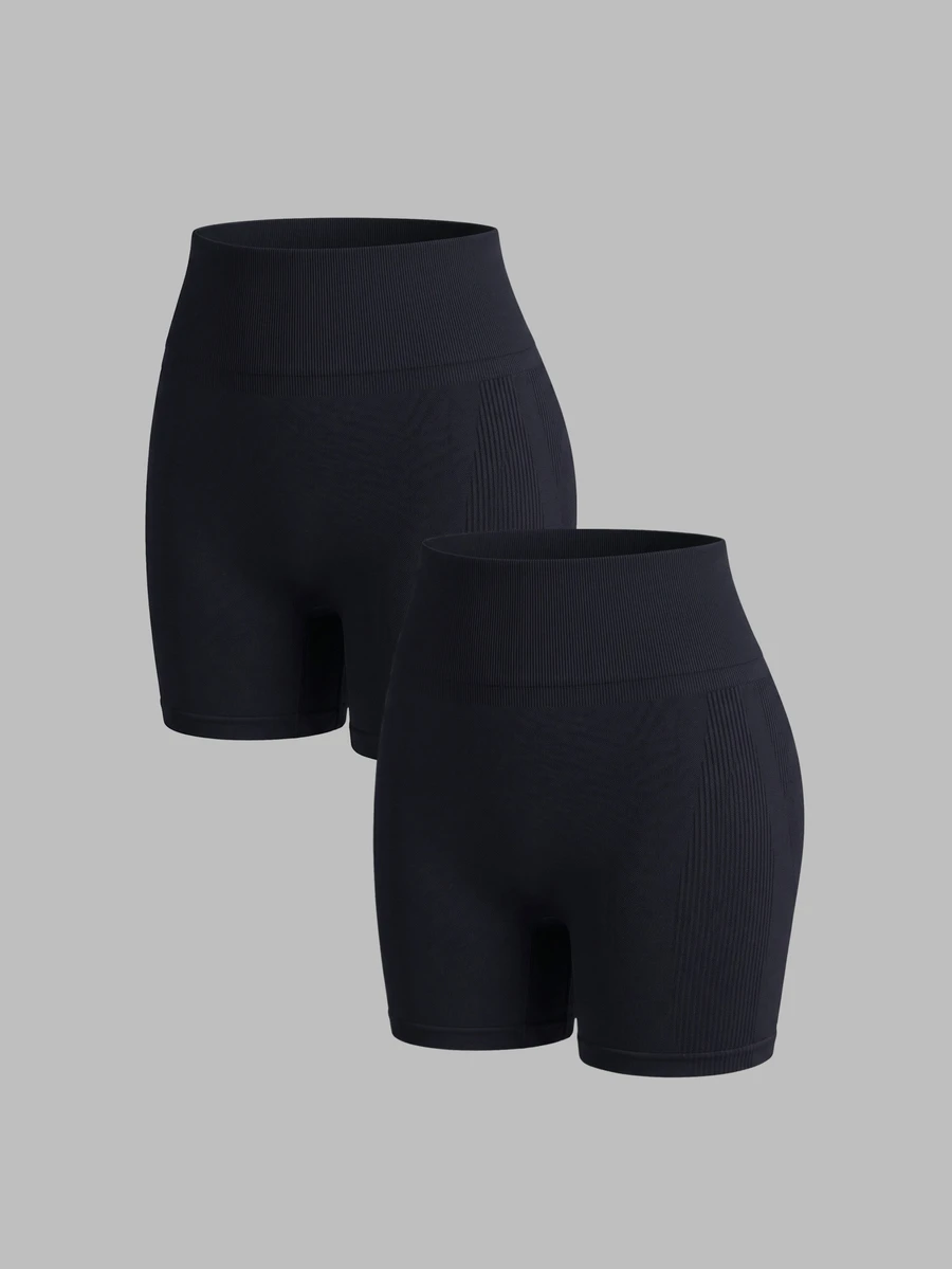 Sweetra Women's Plus Size Solid Color Casual Versatile Daily Travel Sports Shorts - Black - View 1