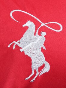 TOKVUE 男士拼色拼接短袖 Polo 衫 - 紅色 - 查看 7