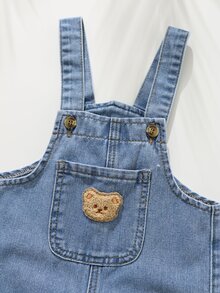 Cozy Pixies Baby Boy Cartoon Bear Printed Bib & Pants Set, Versatile & Comfortable,Kids - Blue - View 4