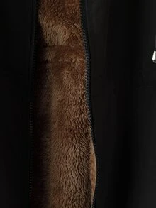 SHEIN Clasi Women's Leopard Print Reversible Hat Jacket Everyday Going Out Black Autumn Casual - Black - View 4