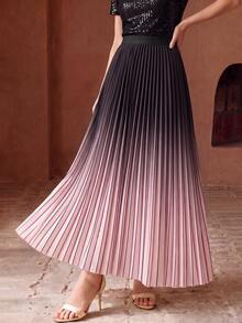 Anewsta Rok Panjang Berlipit Elegan Serbaguna Model Ramping Terbaru untuk Musim Panas - Coffee Brown - View 6