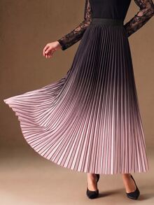 Anewsta Rok Panjang Berlipit Elegan Serbaguna Model Ramping Terbaru untuk Musim Panas - Coffee Brown - View 4