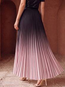 Anewsta Rok Panjang Berlipit Elegan Serbaguna Model Ramping Terbaru untuk Musim Panas - Coffee Brown - View 2